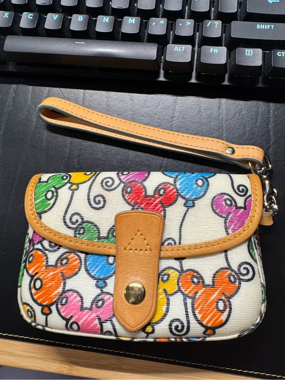 Dooney & Bourke Disney parks Multicolor Balloon Pattern wristlet
